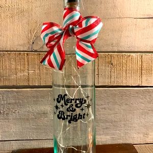 ‘Merry & Bright’ Wine Bottle Lantern